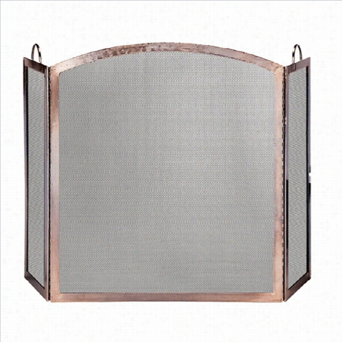 Uniflame 3 Panel Antique Copper Scren With Arched Center Panel