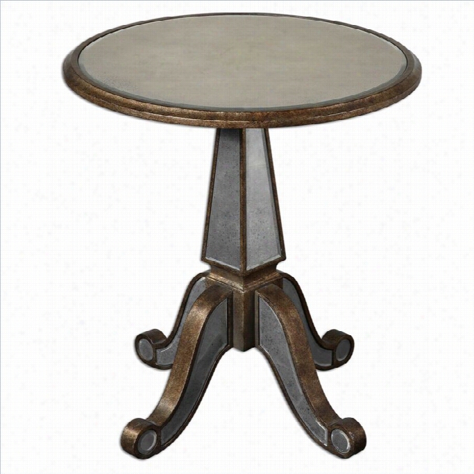 Uttermost Eraman Mirro Red Accent Table In Antiqued Decay Ic Gold Inset