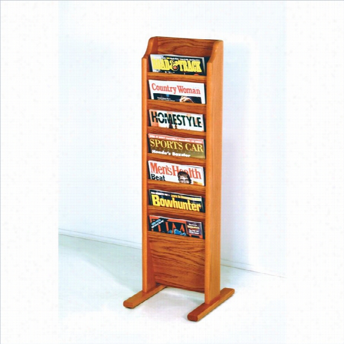 Wooden Mallet Free Standing 7 Pocket Magazine Rack In Medium Oak