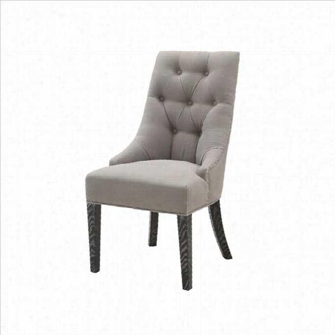 Armen Living Cloth Of Flax Centennial Dining Chair In Gray-haired (set Of 2)