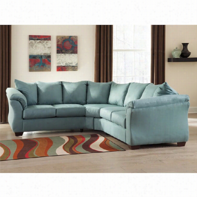 Ashley Darcy 2 Piece Fabric Sectional In Sky