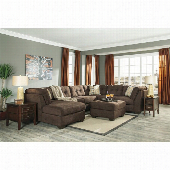 Ashleey Ddelta City 4 Piece Left Ssctional In Chocolate