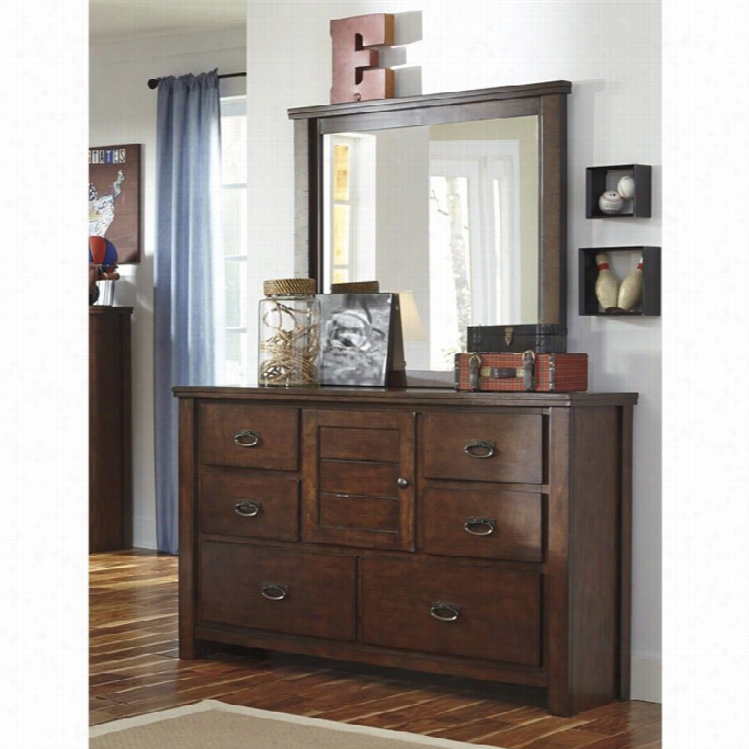 Ashey Ladiville 2 Piece Wood Dresser Set In Rustkc Bbrown