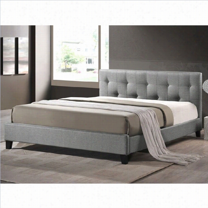 Baxton Stuido Aannette Platform Channel With Upholstered Headboard In Grey-full