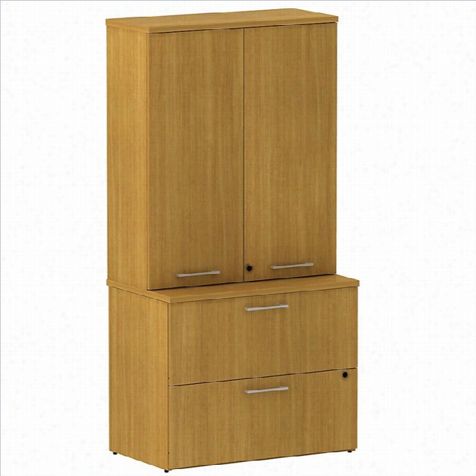 Bush B Bf 300 Series Lateral File With Storage In Modern Cherry
