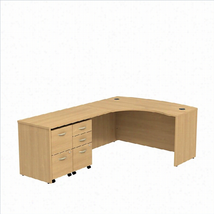 Bush Bbf Series C 60 Left 5 Drawer L-shaped Desk In Light Oak