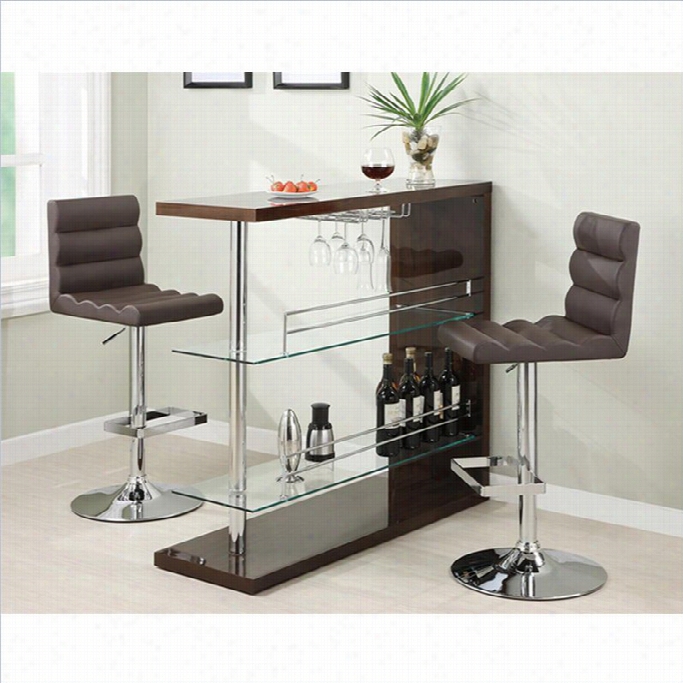 Coaster3  Piece Bar Table Set In Cappuccino