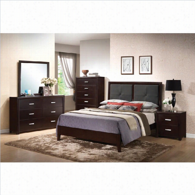 Coaster Andreas Padded Headboard Bed 5 Piece Bedroom Set