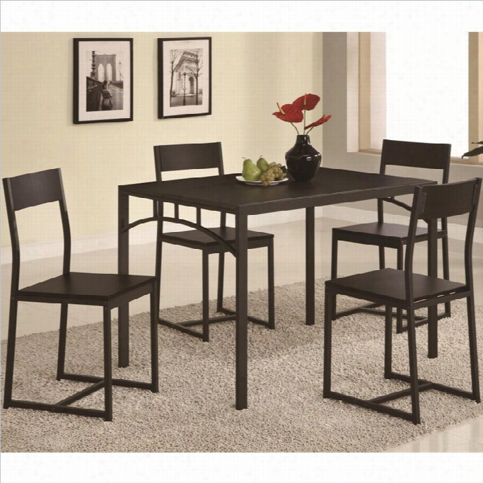 Coaaster Dinettes Chic 5 Piece Dining Set In Cappuccino