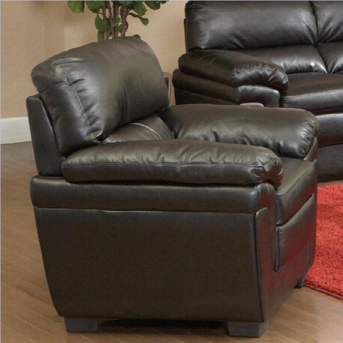 Coaste Fenmore Casual Double Pillow Leather Arm Chair I Black
