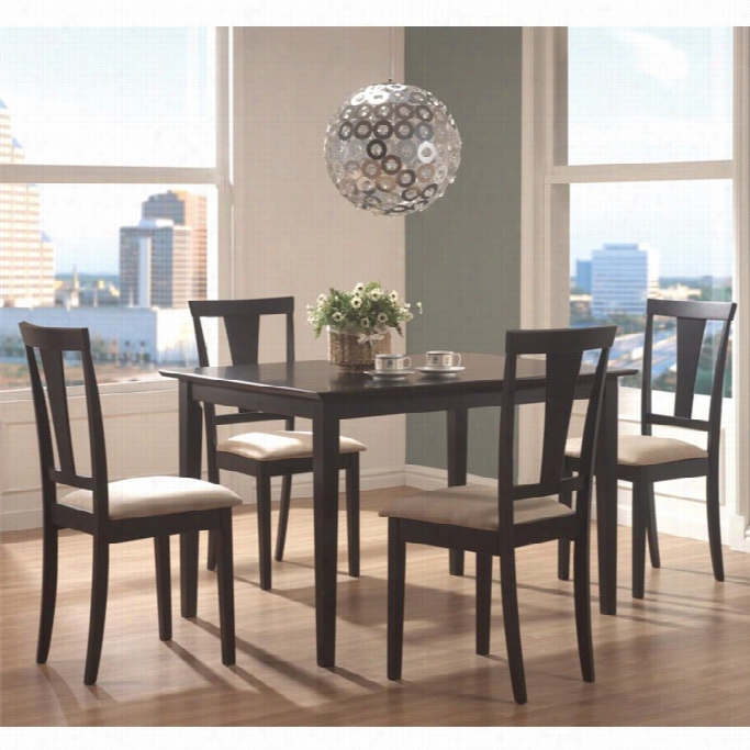Coaster Geary 5 Piece Dininb Set In Boack And Beige