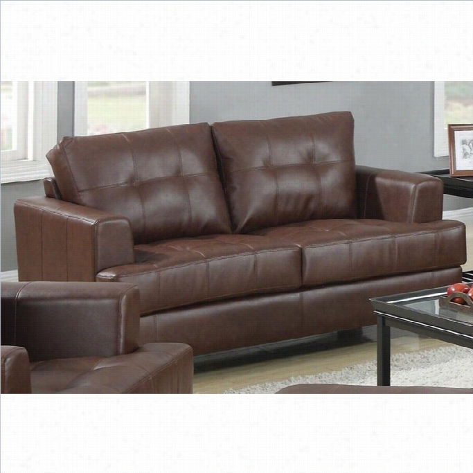 Coasteer Samuel L Eather Loveseat In Dark Brown