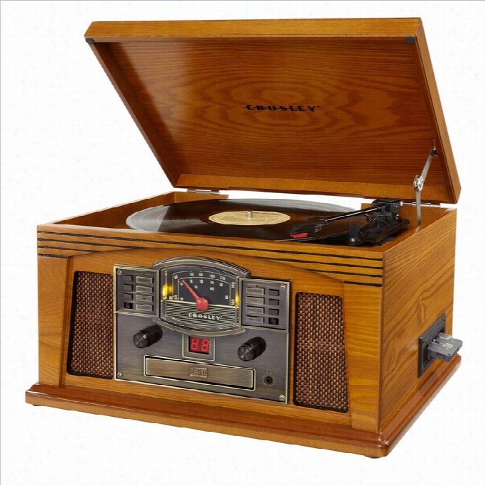 Crosley Radio Lancaster Entertainmen T Center Turntable In Oak