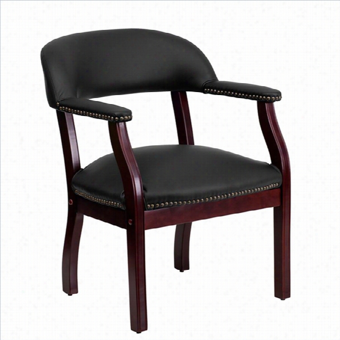 Flas Furniture Leather Conference Guest Chair In Black