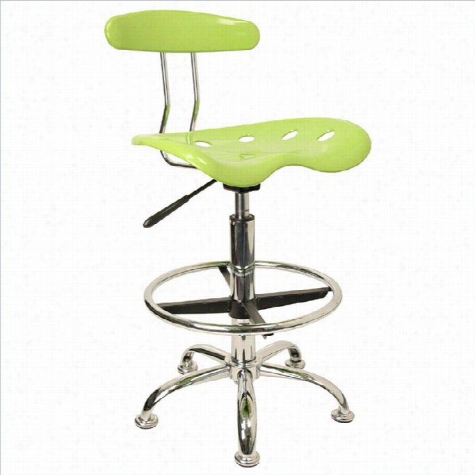 Flash Furniture Vibrant Drafting Chair Seat In Apple Green And Chrome
