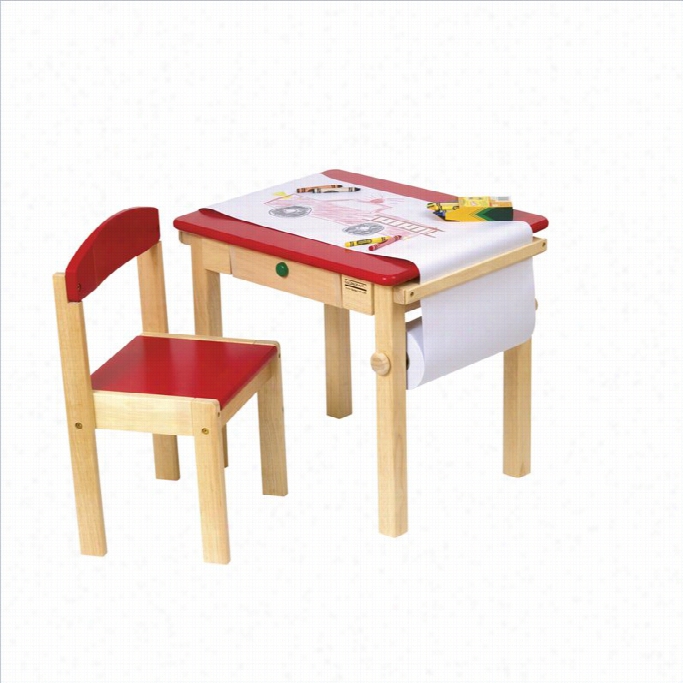 Guiidecraft Red Art Table And Chqir Set