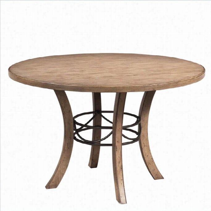 Hillsdale Charleston Round Wood Dining Table With Metal Rin Gin Tan