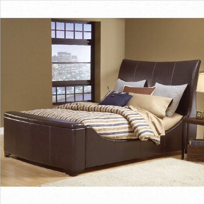 Hillsdale Justin Sleigh Storage Bed In Bonded Brown Leather-queen