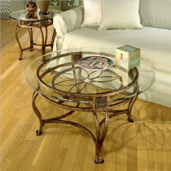 Hillsdale Scottsdale 2 Piece Contemporary Glass Top Table Set In Rustic Brown