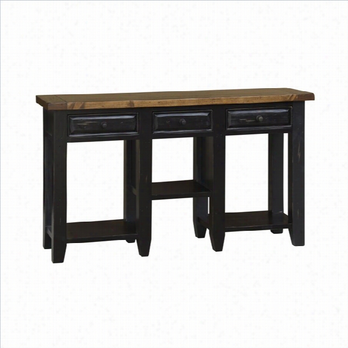 Hillsdale Tuscan Retreat  3 Drawer Hall Table In  Black And Oxford