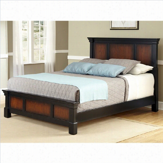 Home Styles Aspen Bed In Rustic Cherry And Black-quee