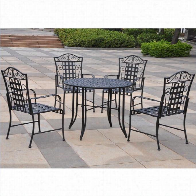 Internationl Cwraavn Mandalay 5 Piece Metal Patoo Dining Es