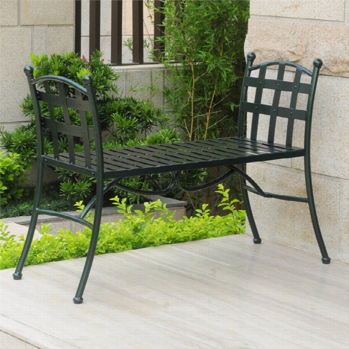 Internationnal Caaravann Santa Fe Iron Patio Bench In Verdigris