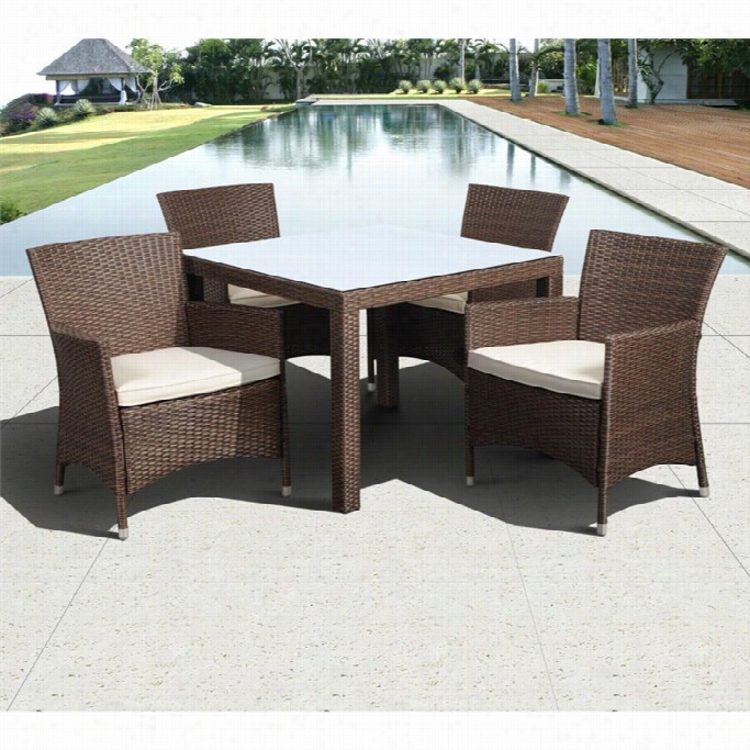 International Home Liberty 5 Piece Wicker Patio Dining Set In Bown