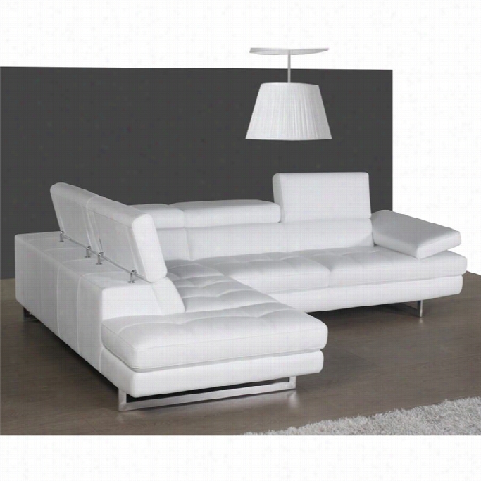 J&m Furniture A761 Italian Elather Left Sectional In White