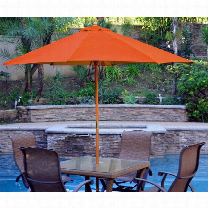 Jeco 9' Wood Market Umbrella In Orange