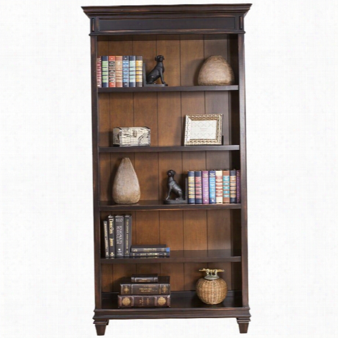 Martin Furniture Hartford Bookcase In Two Tone Distressed Black