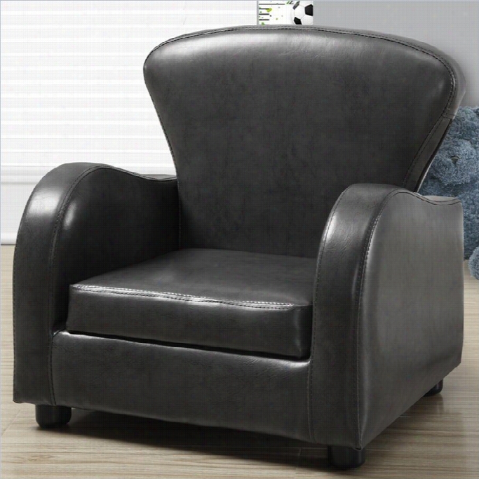 Monarch Kids Club Chair In Charcoal Gray Fauxx Leather