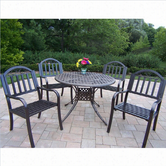 Oakland Living Elite 5 Piece Metal Patioo Dining Set In Antuque Bronze