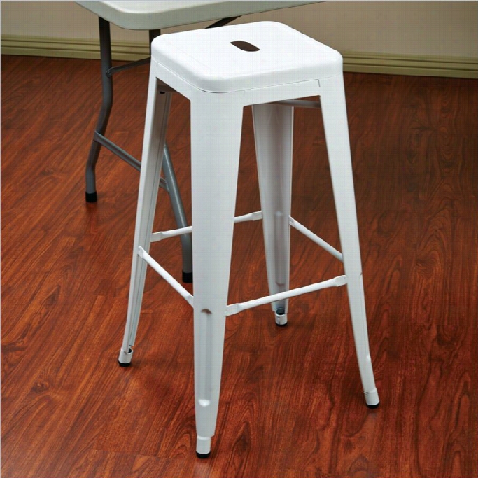 Office Star Patterson 24 Steel Backless Bar Stool In White (set Of 2)-set Of 2