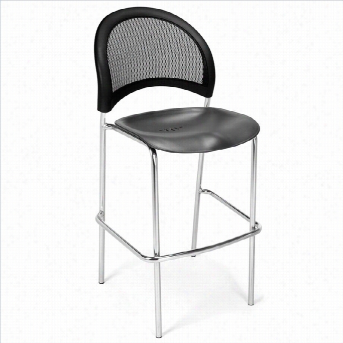 Ofm Moon 30.75 Plastic Chroke Stool In Black