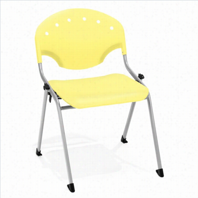 Ofmstack Stacking Chair No Arms In Silver And Yellow