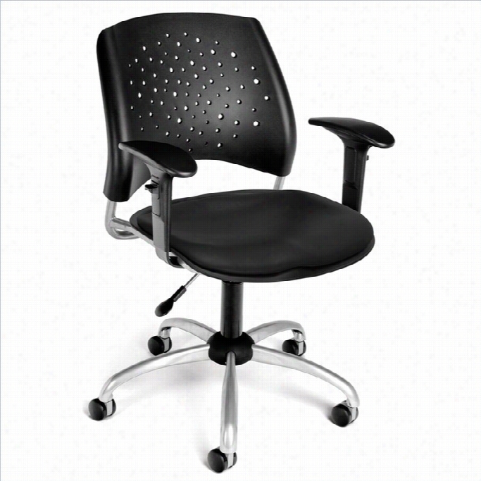 Ofm Star Swivel Office Chair With Vinyl Seats And Arms In Black