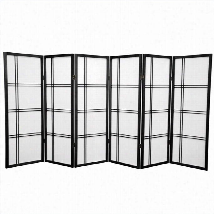 Orintal Furniture 4' Tall Shoji Screen With 6 Panel In Black