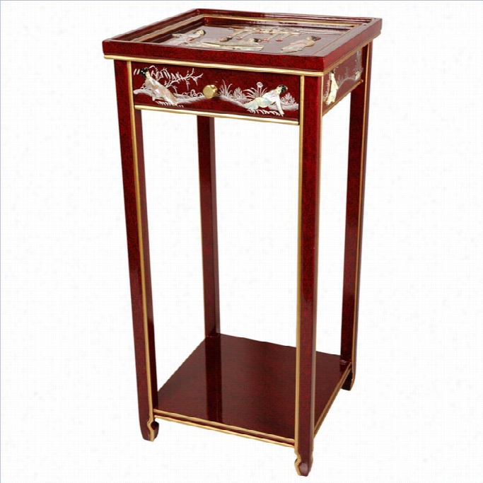 Oriental Furniture Chinese Lacquer Pedestal In Red