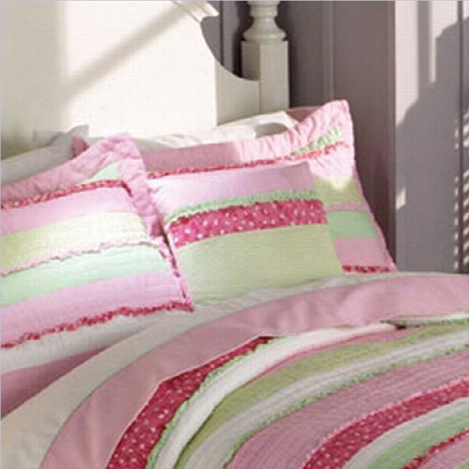 Pem America Annas Ruffle Pillow In Pink And Geen