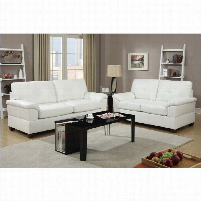 Poundex Bobkona Pacifica Sofa And Loveseat Set In Cream