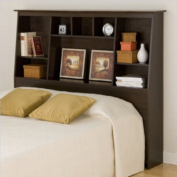 Prepa Cslant-back Tall Queen/full Bookvase Headboard In Espresso