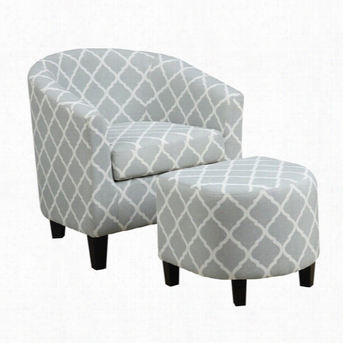 Pri Fabric Accent Chair Witg Ottoman In Light Blue