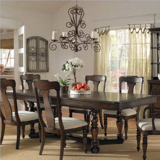 Pulaski Sadrle Extended Elevation Dining Table In Aged Pecan Finish
