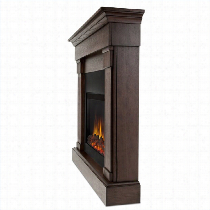 Real Flame Crawford Electric Slim Line Fireplace In Chestnut Oak