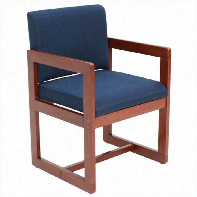 Rule Belcino Sledd Base Side Guest Chair Witg Arms In Cherry And Blue