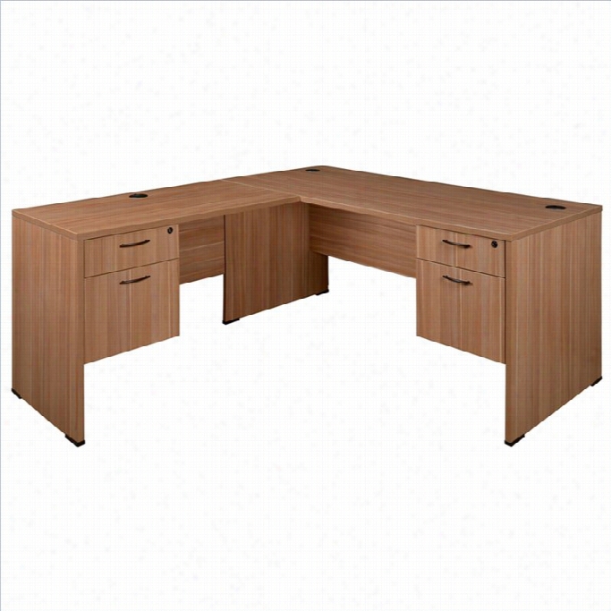 Regency Sandia L-desk With Pedestals In Marasca-60 Inch