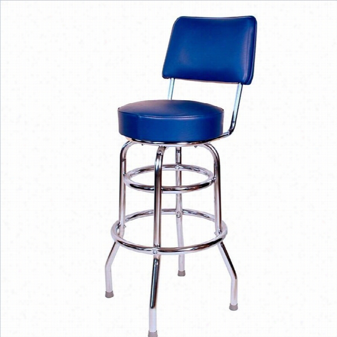 Richardson Seating Retro 1950s 30 Chrome Swivel Bar Stool In  Blue