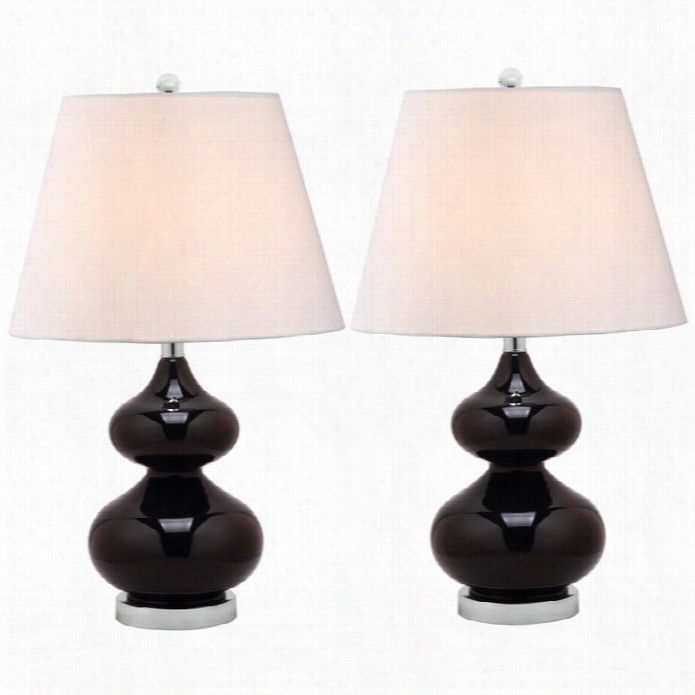 Safavie Eva Double Gourd Glass Lamp (set Of 2) In Black