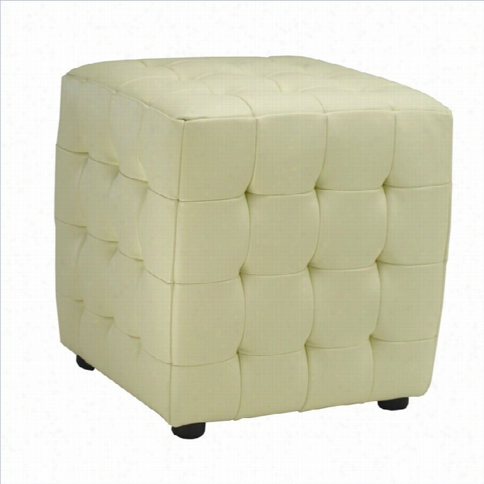 Safavieh Kristoff Bi-cast Leather Ottomans In Off White (set Of 2)